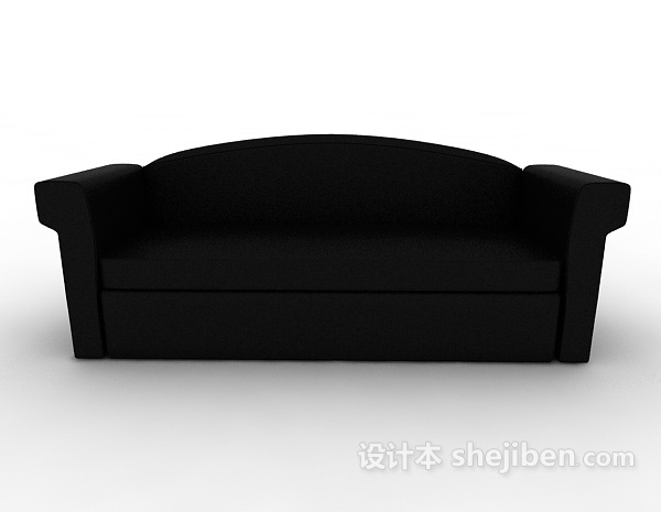 现代风格黑色现代双人沙发3d模型下载