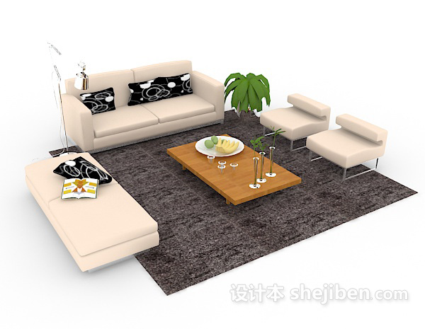 客厅组合沙发3d模型下载