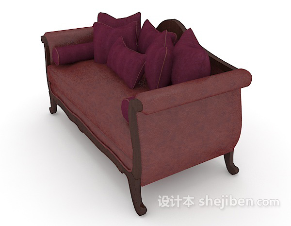 免费玫红色高档沙发3d模型下载