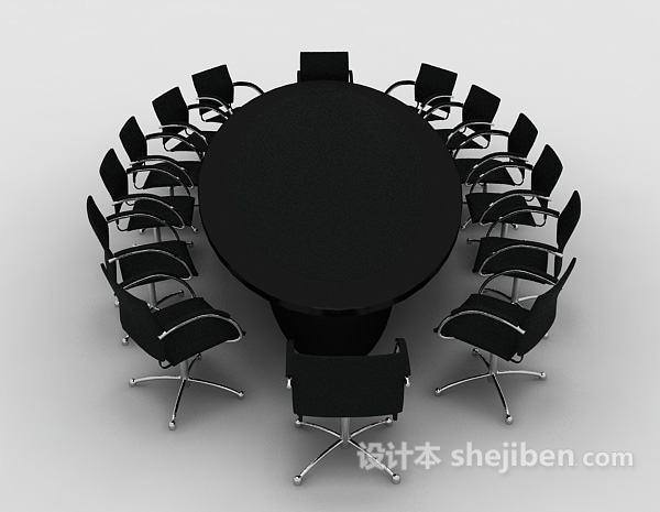 现代风格实木黑色会议桌3d模型下载
