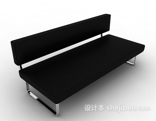设计本黑色简约多人沙发3d模型下载