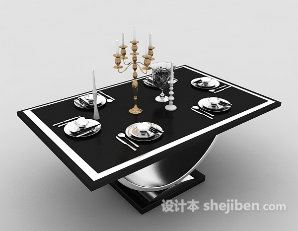 简欧风格家庭餐桌3d模型下载