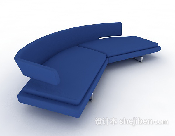设计本现代蓝色多人沙发3d模型下载