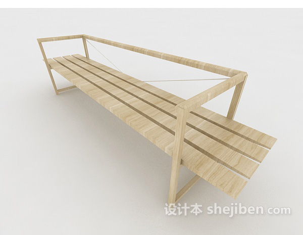室外实木休闲长椅3d模型下载