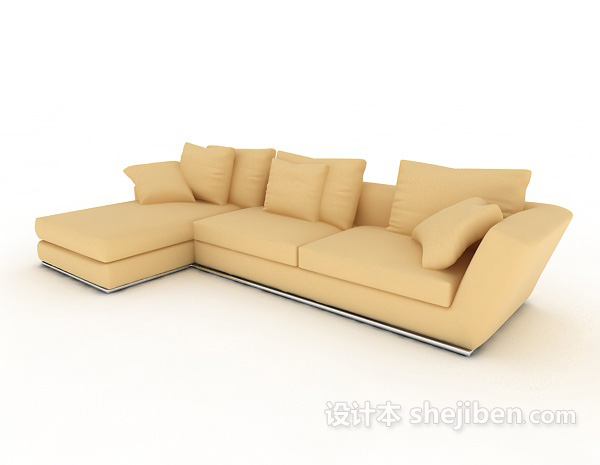 黄色休闲沙发3d模型下载