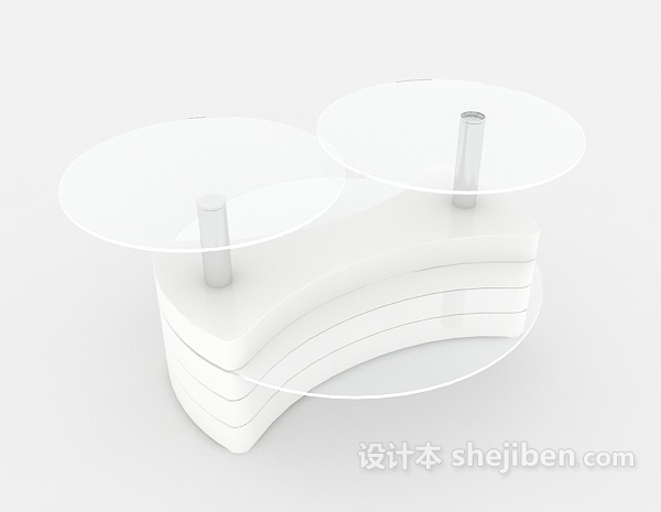 白色玻璃茶几3d模型下载