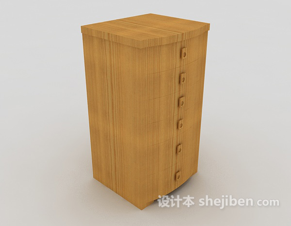 设计本实木黄色抽屉柜3d模型下载