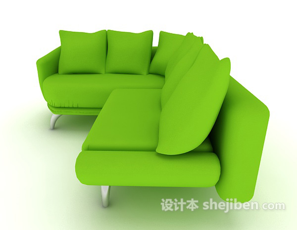 设计本绿色简约沙发3d模型下载