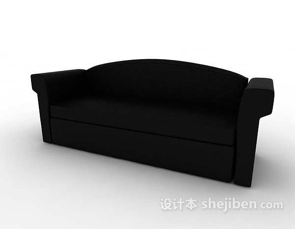 免费黑色现代双人沙发3d模型下载
