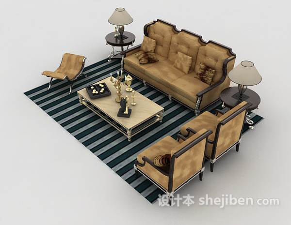设计本欧式家居组合沙发3d模型下载