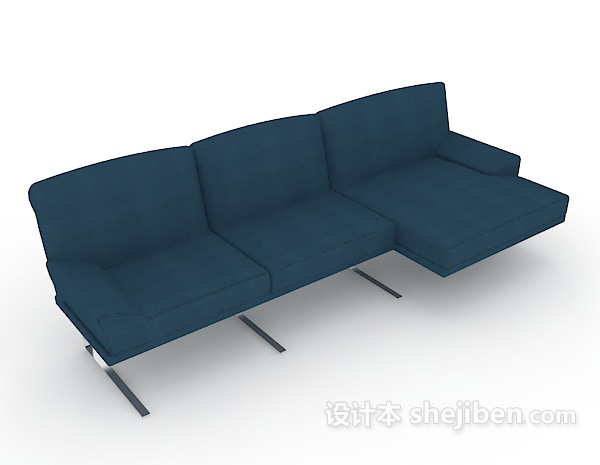 蓝色三人沙发3d模型下载