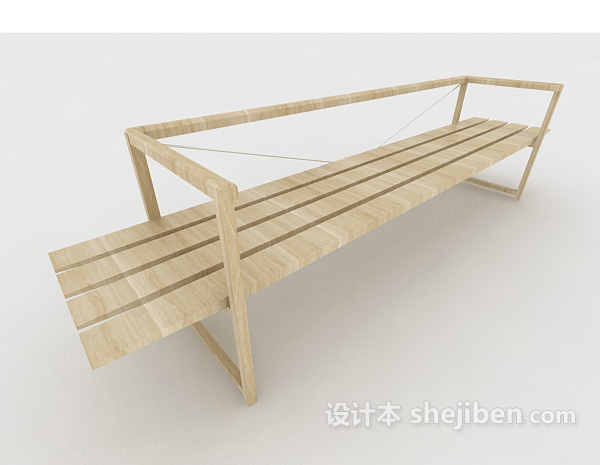 设计本室外实木休闲长椅3d模型下载