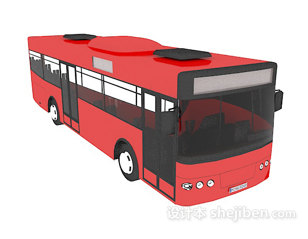 红色公交汽车3d模型下载