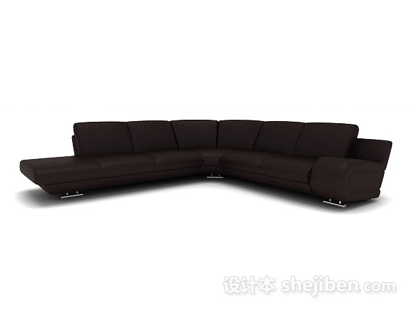 现代风格简约棕色多人沙发3d模型下载