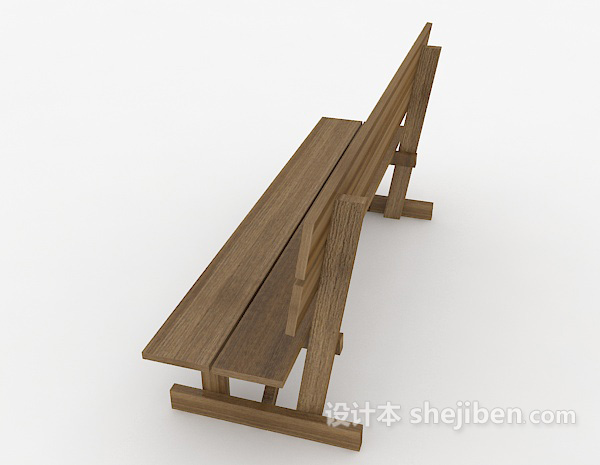 设计本简约实木休闲长椅3d模型下载