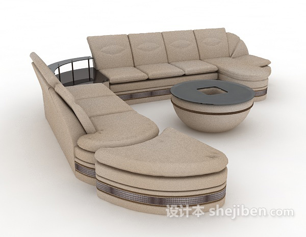 现代灰色多人沙发3d模型下载