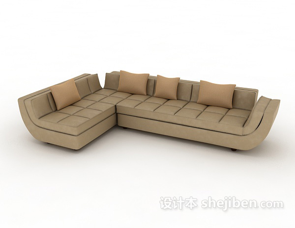 现代风格简约皮质多人沙发3d模型下载