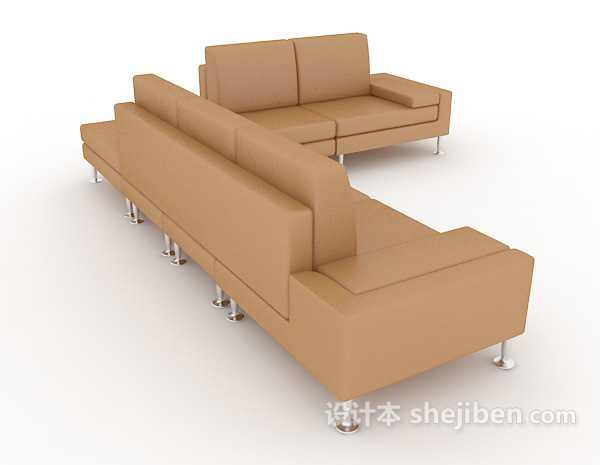 设计本现代简约皮质多人沙发3d模型下载