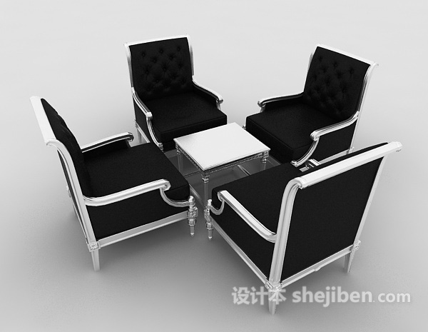 现代风格四人休闲桌椅组合3d模型下载