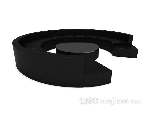 免费黑色圆弧形沙发3d模型下载
