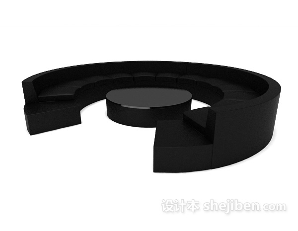 黑色圆弧形沙发3d模型下载
