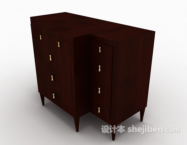 设计本新中式风格木质边柜3d模型下载