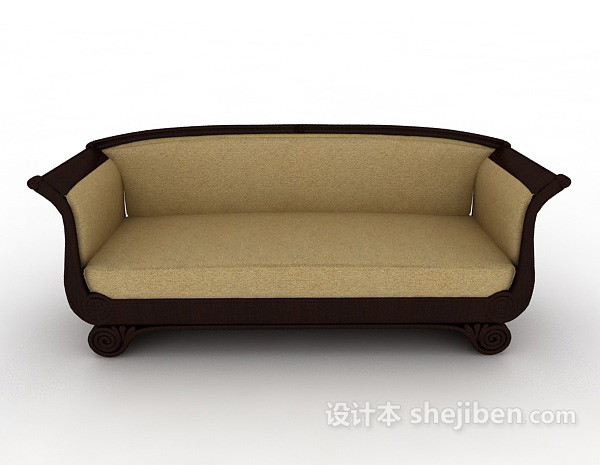 现代风格简约实木家居沙发3d模型下载