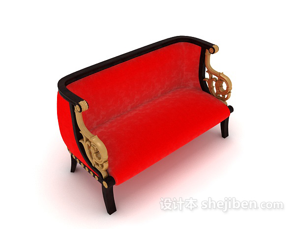 亮色欧式多人沙发3d模型下载