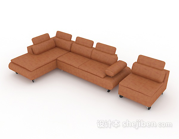客厅皮质沙发3d模型下载