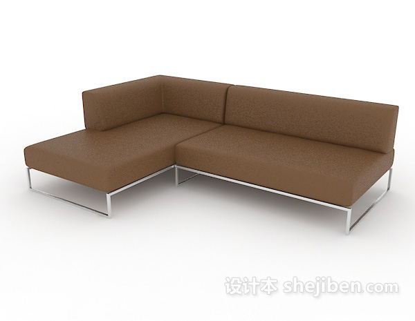 免费家居皮质棕色多人沙发3d模型下载
