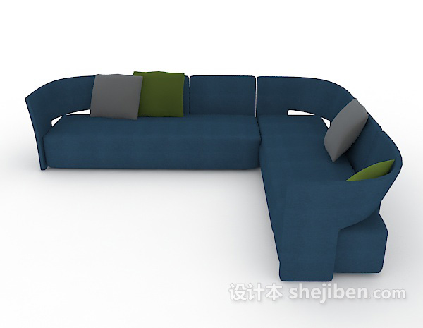 设计本蓝色清新家居沙发3d模型下载