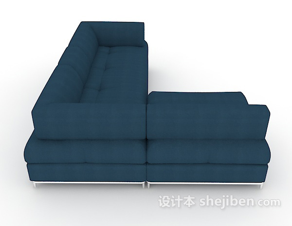 设计本简约蓝色多人沙发3d模型下载