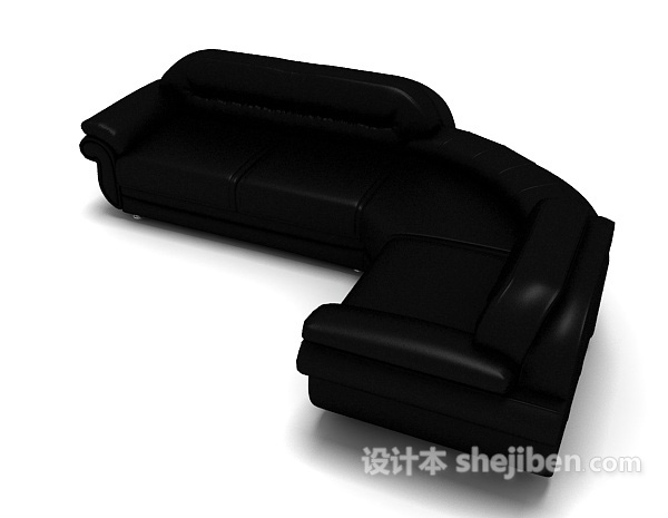 设计本黑色现代皮质沙发3d模型下载
