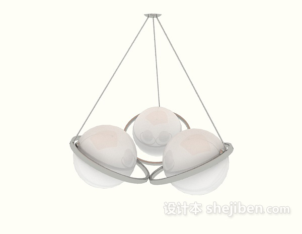 现代风格白色球状吊灯3d模型下载