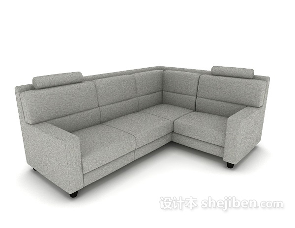 灰色简约多人沙发3d模型下载