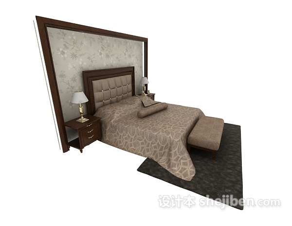 设计本新古典实木双人床3d模型下载