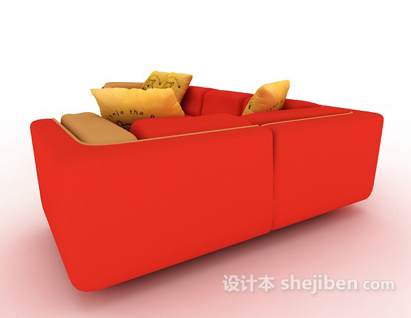设计本红色时尚多人沙发3d模型下载