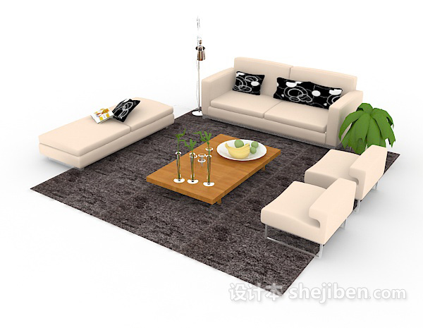 免费客厅组合沙发3d模型下载