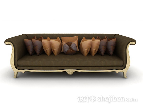 欧式风格棕色欧式沙发3d模型下载