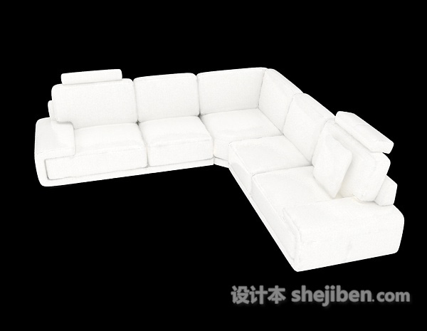 免费白色简约多人沙发3d模型下载