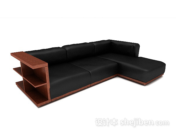 免费皮质折角沙发3d模型下载