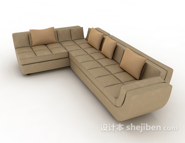 设计本简约皮质多人沙发3d模型下载