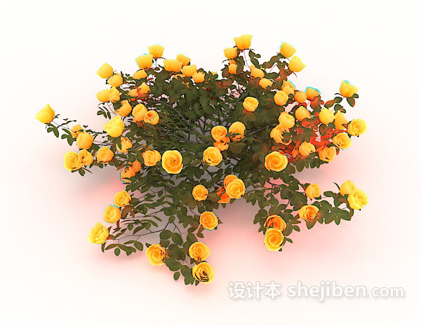 黄色植物花丛3d模型下载