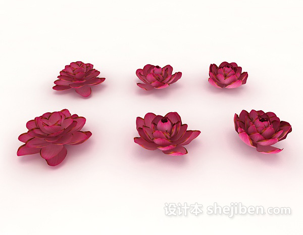 现代风格红花植物幼苗3d模型下载