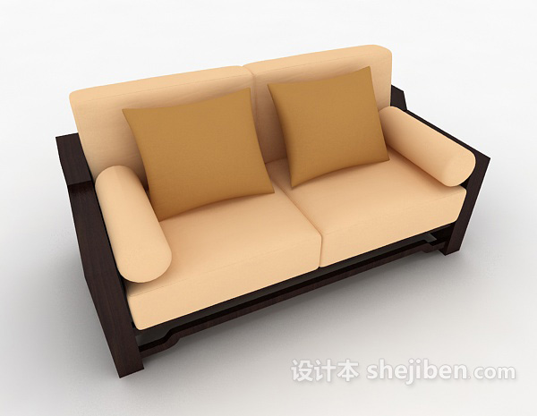 免费中式风格家居双人沙发3d模型下载