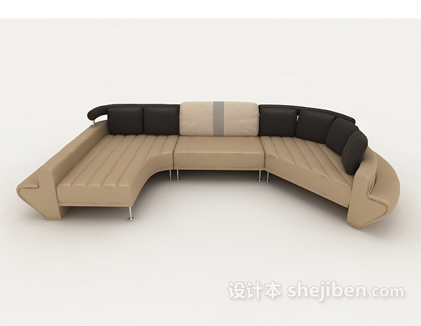 现代风格现代皮质多人沙发3d模型下载