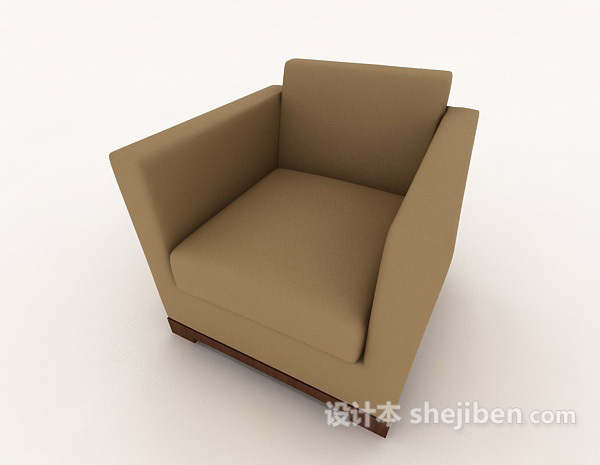免费新中式棕色单人沙发3d模型下载
