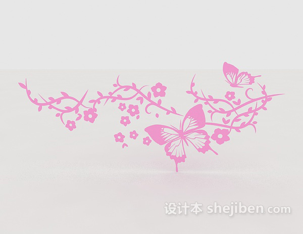 粉色墙绘3d模型下载