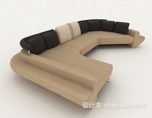 设计本现代皮质多人沙发3d模型下载