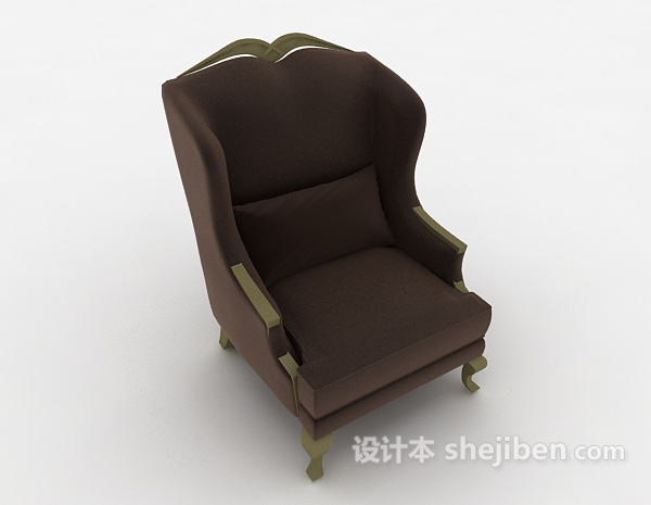 免费欧式风格棕色单人沙发3d模型下载